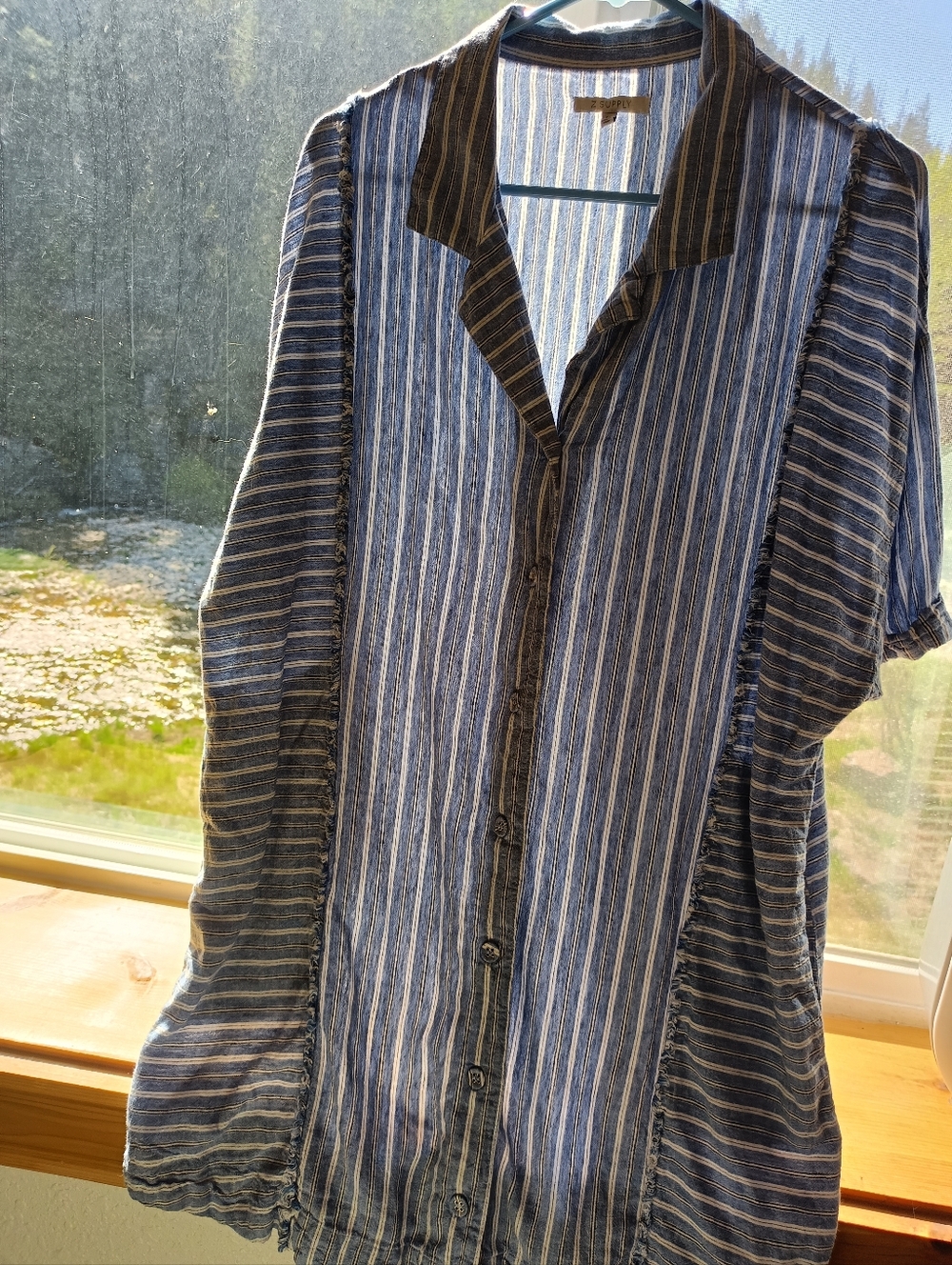 Striped Button-Up Dress in Blue and White